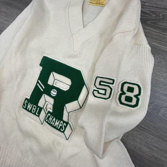 VINTAGE Varsity Letterman Sweater Mens Small SWBL Champs Wool True 50s - Picture 8 of 9